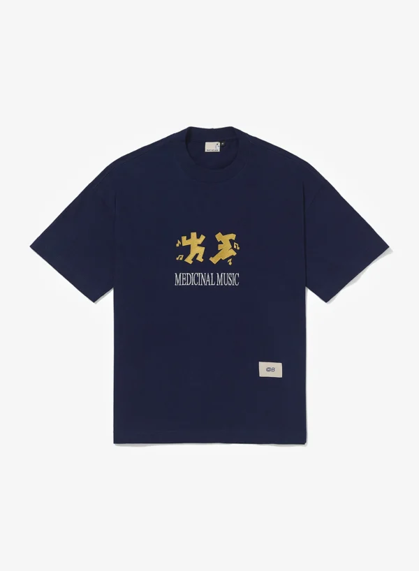 Camiseta Oversized Out Of Box Medicinal Music - Azul noturno