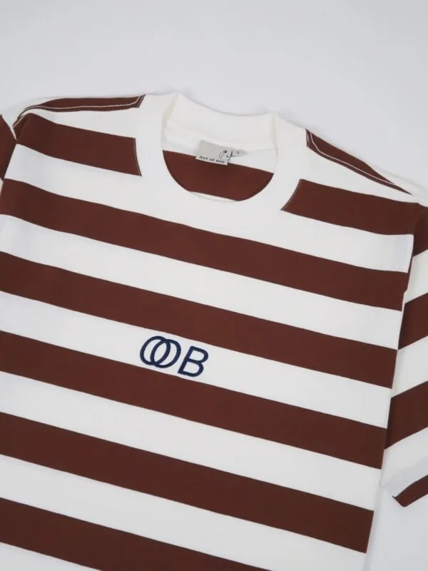 Alternative view of Camiseta Out Of Box listrada - Off white/marrom.